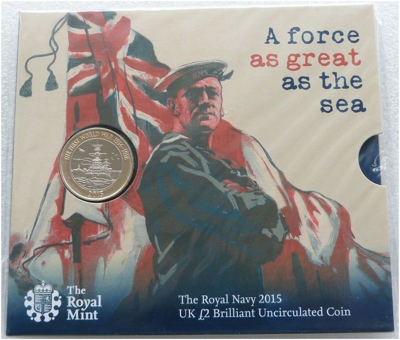 2015 First World War Royal Navy £2 Brilliant Uncirculated Coin Pack Sealed