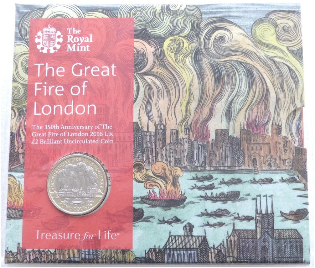 2016 Great Fire of London £2 Brilliant Uncirculated Coin Pack Sealed
