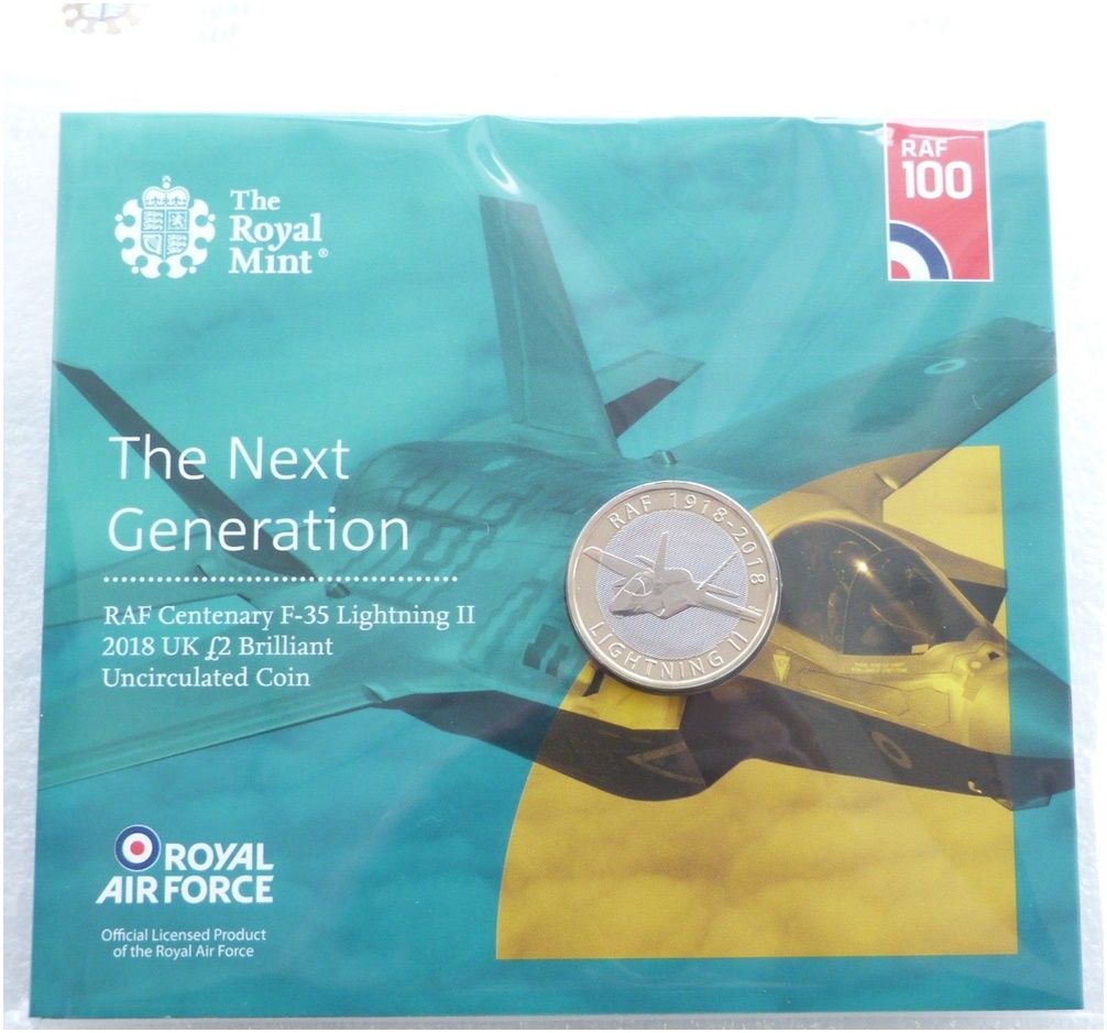 2018 Royal Air Force RAF F-35 Lightning II £2 Brilliant Uncirculated Coin Pack Sealed