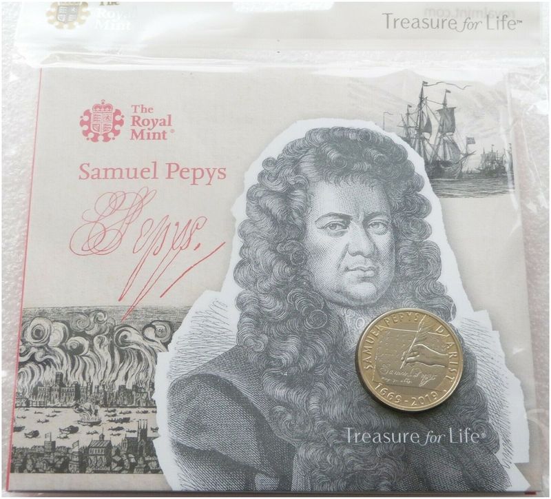 2019 Samuel Pepys £2 Brilliant Uncirculated Coin Pack Sealed
