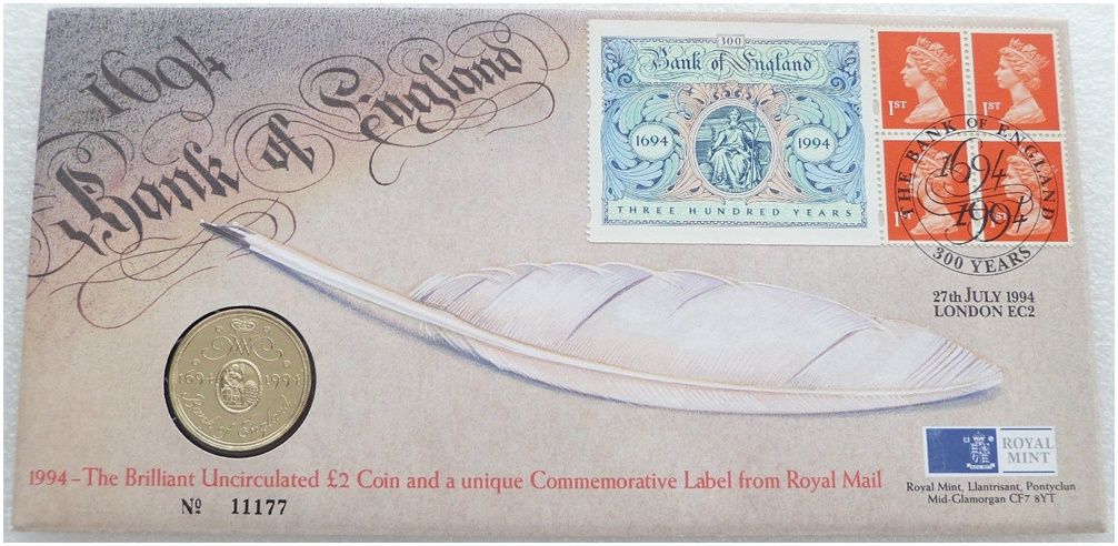 1994 Bank of England £2 Brilliant Uncirculated Coin First Day Cover 1994 Bank of England £2 Brilliant Uncirculated Coin First Day Cover