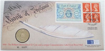 1994 Bank of England £2 Brilliant Uncirculated Coin First Day Cover 1994 Bank of England £2 Brilliant Uncirculated Coin First Day Cover