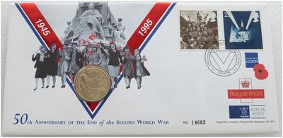 1995 End of Second World War Dove £2 Brilliant Uncirculated Coin First Day Cover