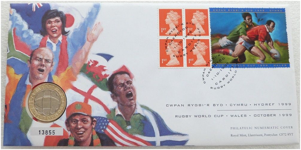 1999 Rugby World Cup £2 Brilliant Uncirculated Coin First Day Cover 1999 Rugby World Cup £2 Brilliant Uncirculated Coin First Day Cover