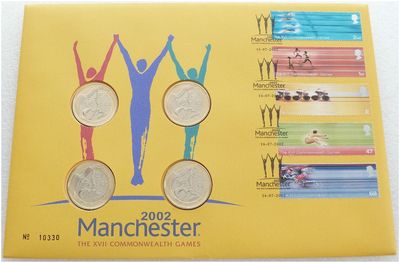 2002 Commonwealth Games £2 Brilliant Uncirculated 4 Coin Set First Day Cover