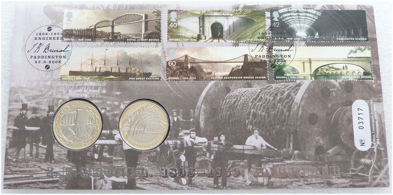 2006 Isambard Brunel £2 Brilliant Uncirculated 2 Coin Set First Day Cover