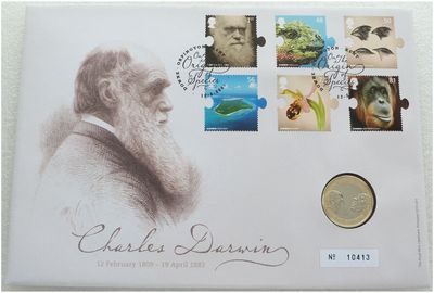 2009 Charles Darwin £2 Brilliant Uncirculated Coin First Day Cover