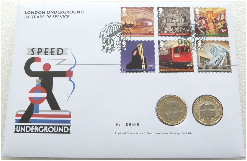 2013 London Underground £2 Brilliant Uncirculated 2 Coin Set First Day Cover
