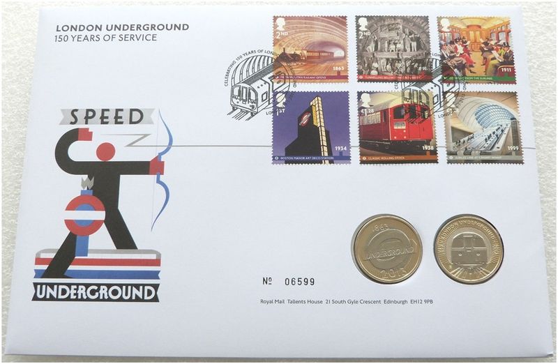 2013 London Underground £2 Brilliant Uncirculated 2 Coin Set First Day Cover