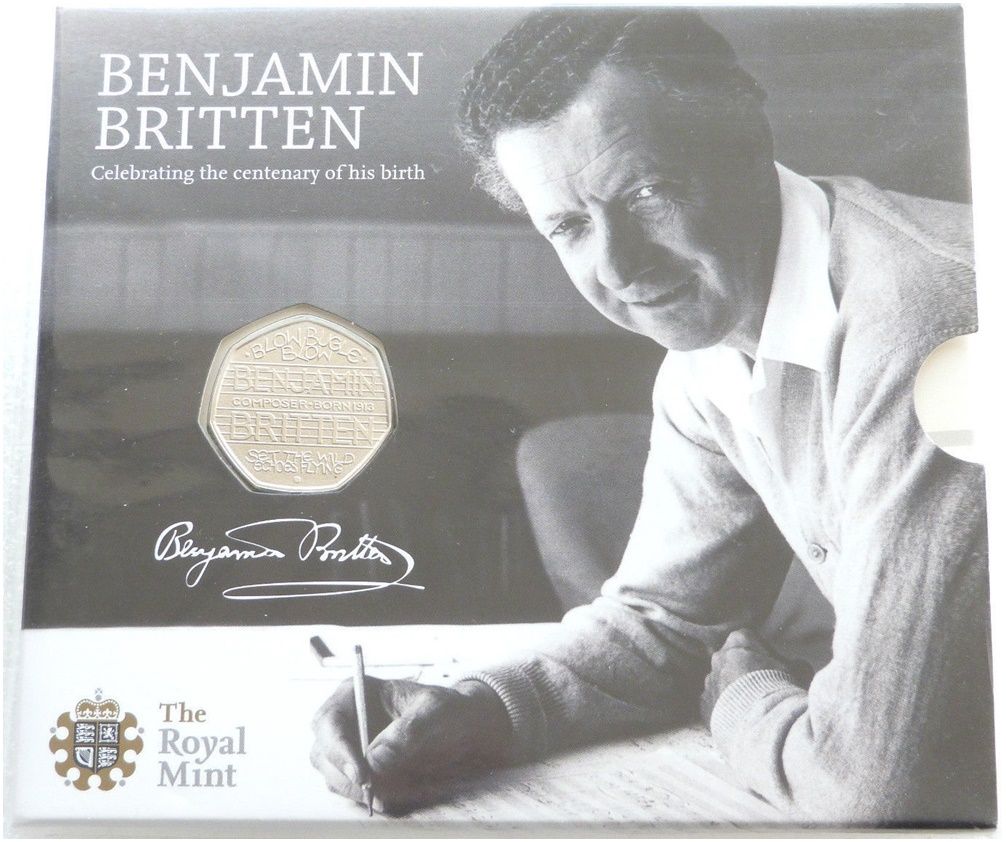 2013 Benjamin Britten 50p Brilliant Uncirculated Coin Pack Sealed - Mintage 5,098 2013 Benjamin Britten 50p Brilliant Uncirculated Coin Pack Sealed - Mintage 5,098