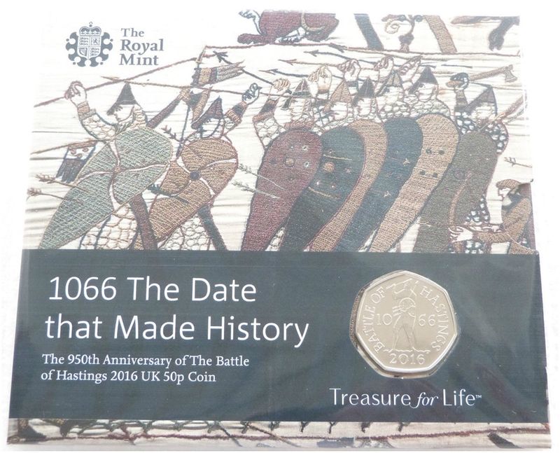 2016 Battle of Hastings 50p Brilliant Uncirculated Coin Pack Sealed