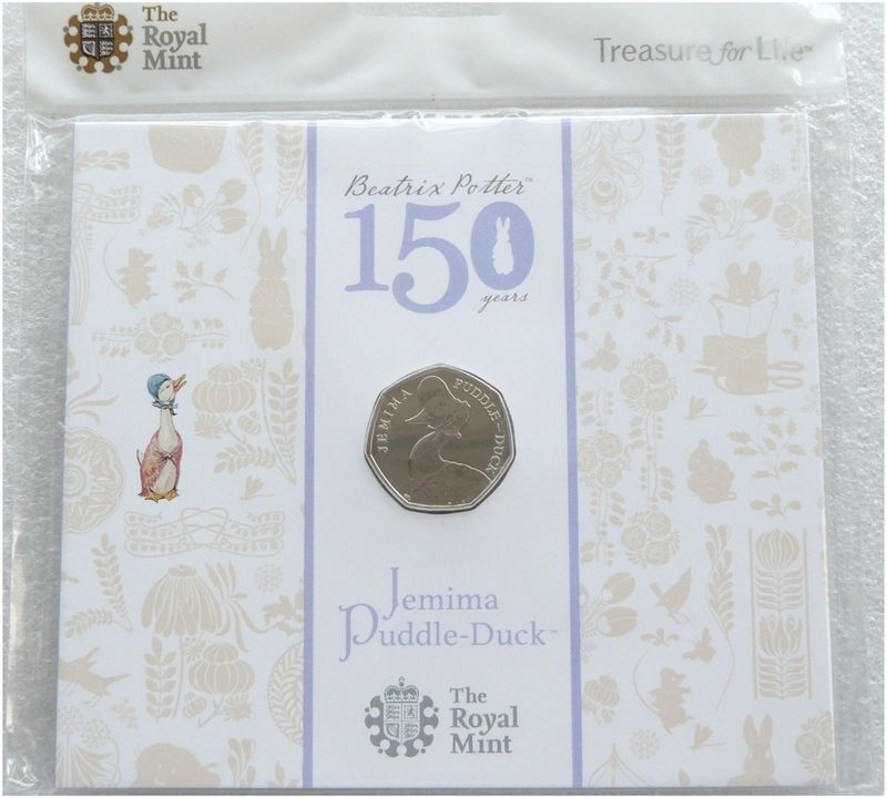 2016 Jemima Puddle-Duck 50p Brilliant Uncirculated Coin Pack Sealed