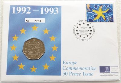 1992 - 1993 Royal Mint European Presidency 50p Brilliant Uncirculated Coin First Day Cover 1992 - 1993 Royal Mint European Presidency 50p Brilliant Uncirculated Coin First Day Cover