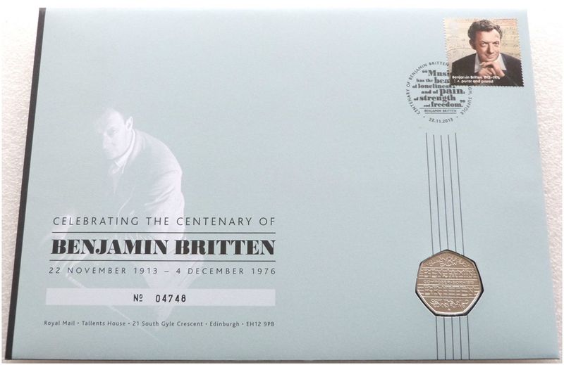 2013 Benjamin Britten 50p Brilliant Uncirculated Coin First Day Cover