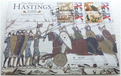 2016 Battle of Hastings 50p Brilliant Uncirculated Coin First Day Cover