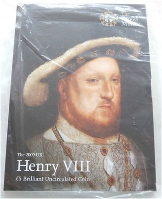 2009 King Henry VIII Accession £5 Brilliant Uncirculated Coin Pack Sealed