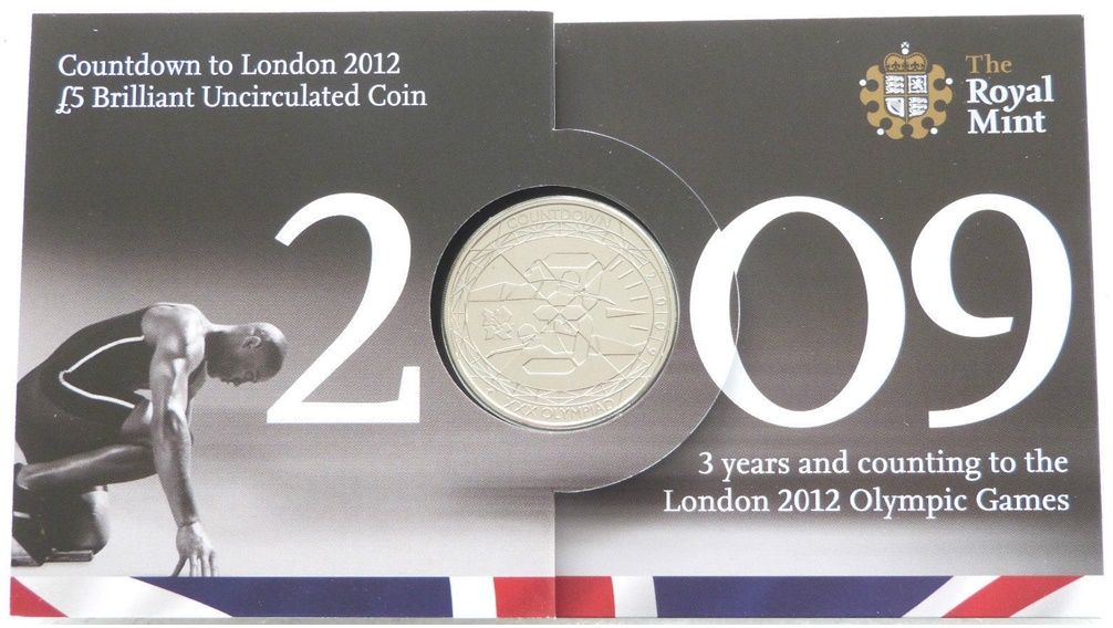 2009 London Olympic Games Countdown £5 Brilliant Uncirculated Coin Long Pack