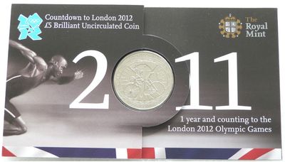 2011 London Olympic Games Countdown £5 Brilliant Uncirculated Coin Long Pack