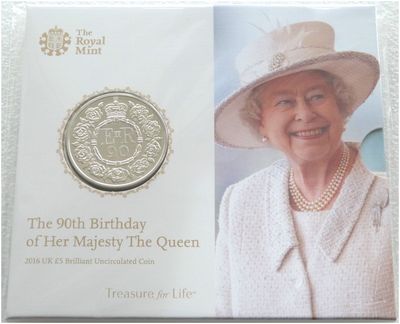 2016 Queen's 90th Birthday £5 Brilliant Uncirculated Coin Pack Sealed
