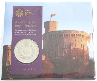 2017 House of Windsor Centenary £5 Brilliant Uncirculated Coin Pack Sealed