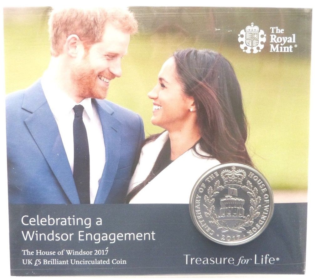 2017 Celebrating a Windsor Engagement Prince Harry Meghan £5 Brilliant Uncirculated Coin Pack Sealed
