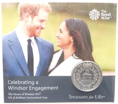 2017 Celebrating a Windsor Engagement Prince Harry Meghan £5 Brilliant Uncirculated Coin Pack Sealed
