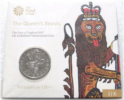 2017 Queen's Beasts Lion of England £5 Brilliant Uncirculated Coin Pack Sealed