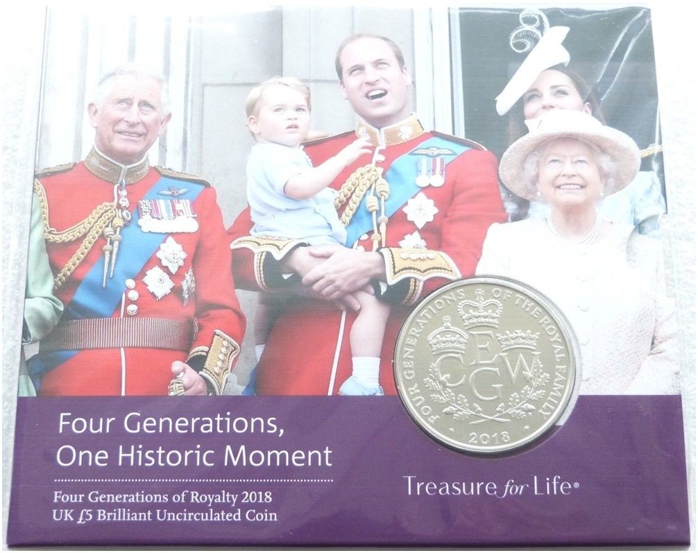 2018 Four Generations of Royalty £5 Brilliant Uncirculated Coin Pack Sealed