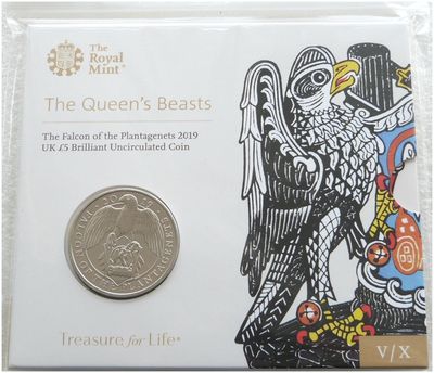 2019 Queen's Beasts Falcon of the Plantagenets £5 Brilliant Uncirculated Coin Pack Sealed 2019 Queen's Beasts Falcon of the Plantagenets £5 Brilliant Uncirculated Coin Pack Sealed
