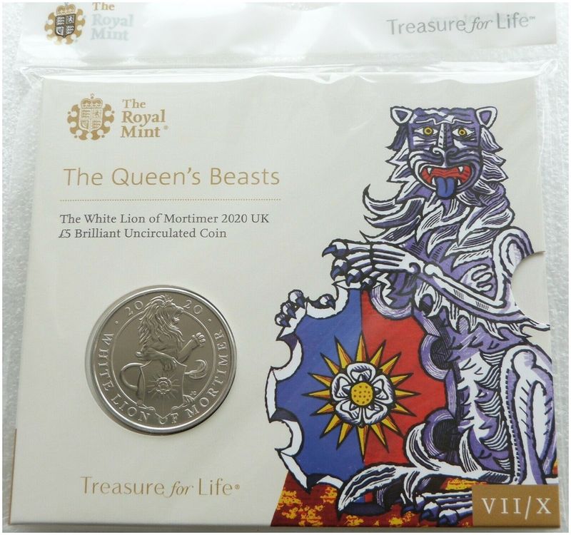 2020 Queen's Beasts White Lion of Mortimer £5 Brilliant Uncirculated Coin Pack Sealed 2020 Queen's Beasts White Lion of Mortimer £5 Brilliant Uncirculated Coin Pack Sealed