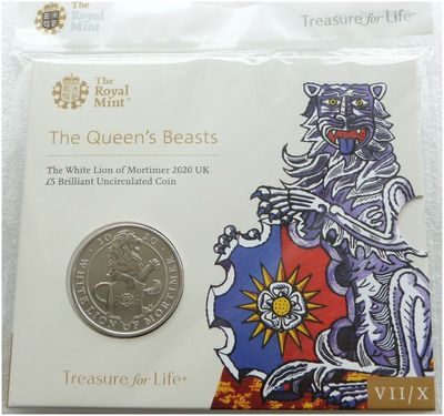 2020 Queen's Beasts White Lion of Mortimer £5 Brilliant Uncirculated Coin Pack Sealed 2020 Queen's Beasts White Lion of Mortimer £5 Brilliant Uncirculated Coin Pack Sealed