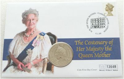 2000 Queen Mother Centenary £5 Brilliant Uncirculated Coin First Day Cover 2000 Queen Mother Centenary £5 Brilliant Uncirculated Coin First Day Cover