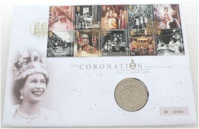 2003 Coronation Jubilee £5 Brilliant Uncirculated Coin First Day Cover