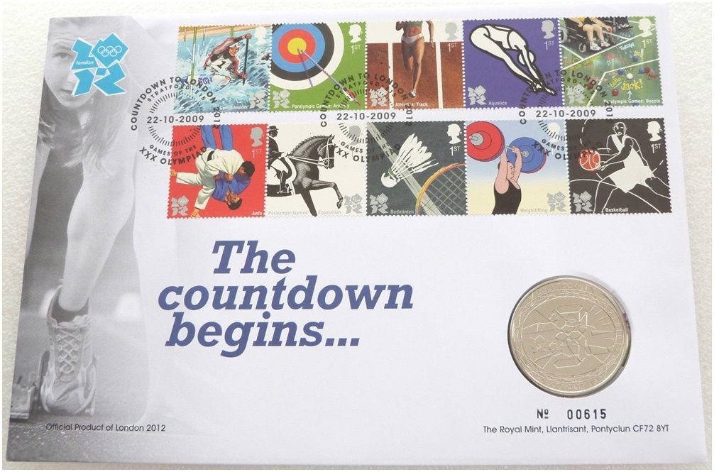 2009 London Olympic Games Countdown £5 Brilliant Uncirculated Coin First Day Cover 2009 London Olympic Games Countdown £5 Brilliant Uncirculated Coin First Day Cover