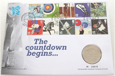 2009 London Olympic Games Countdown £5 Brilliant Uncirculated Coin First Day Cover