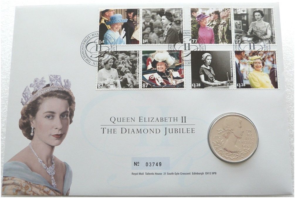 2012 Diamond Jubilee £5 Brilliant Uncirculated Coin First Day Cover