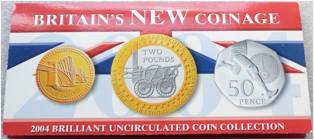 2004 Royal Mint Brilliant Uncirculated 3 Coin Set Pack