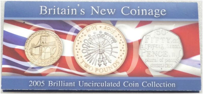 2005 Royal Mint Brilliant Uncirculated 3 Coin Set