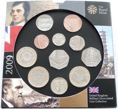 2009 Royal Mint Annual Brilliant Uncirculated 11 Coin Set - Incl Kew Gardens 50p