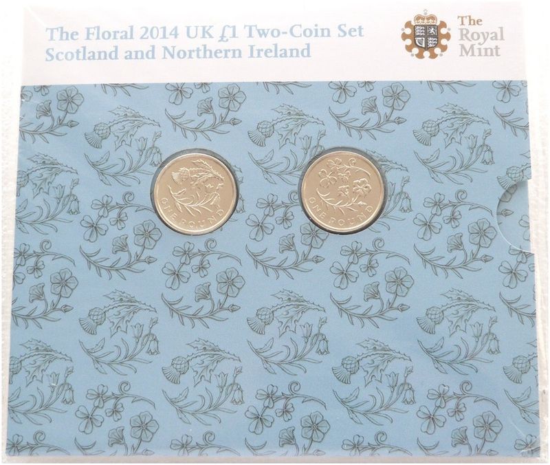 2014 British Floral Scotland Northen Ireland £1 Brilliant Uncirculated 2 Coin Set