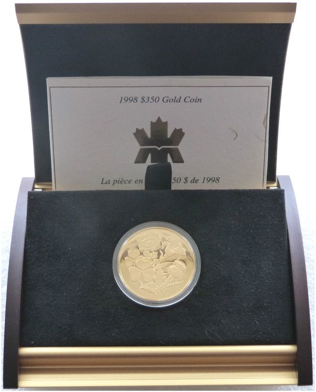 1998 Canada Shamrock and Thistle $350 Gold Proof Coin Box Coa