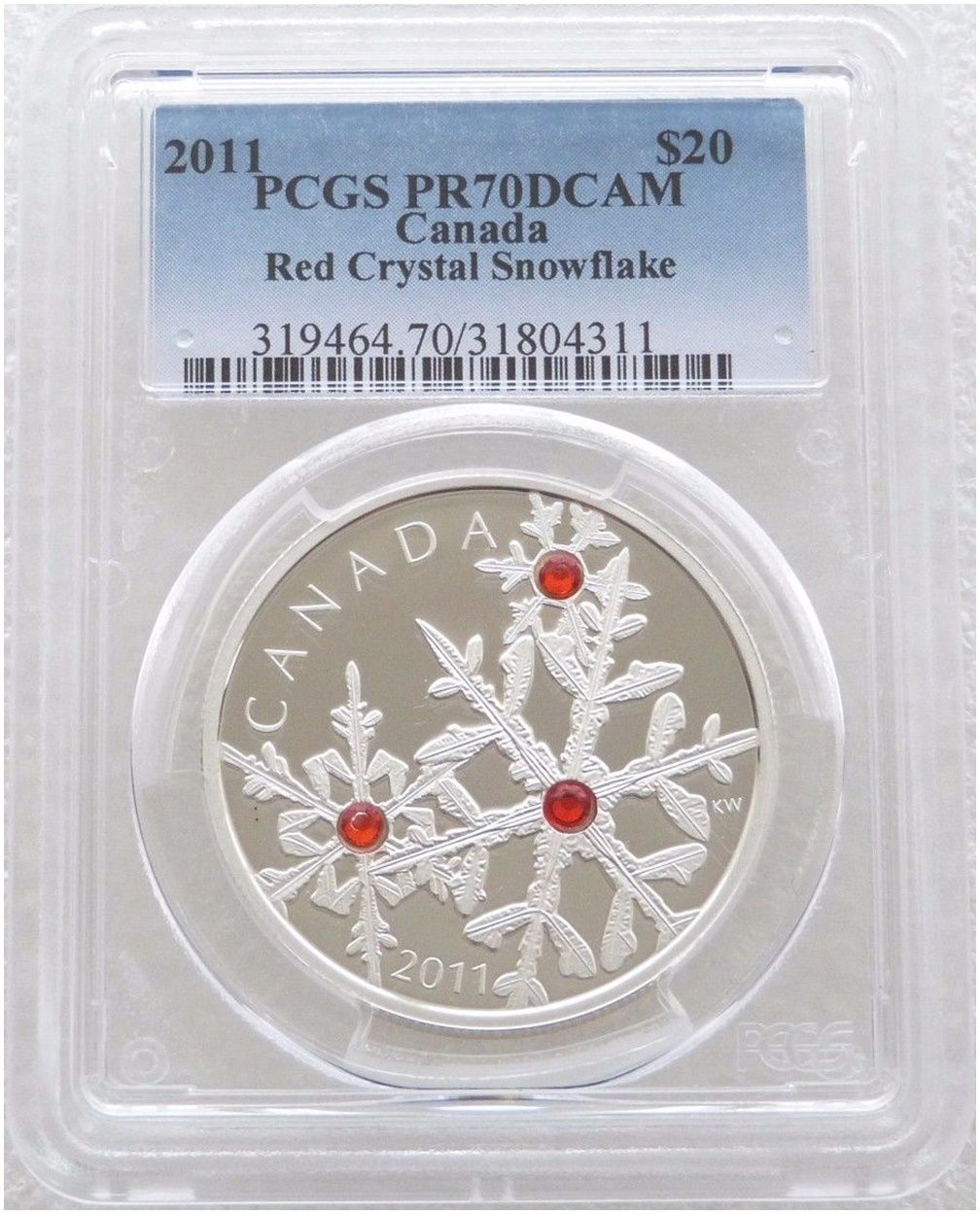 2011 Canada Swarovski Crystal Snowflake Hyacinth Red $20 Silver Proof 1oz Coin PCGS PR70 DCAM 2011 Canada Swarovski Crystal Snowflake Hyacinth Red $20 Silver Proof 1oz Coin PCGS PR70 DCAM