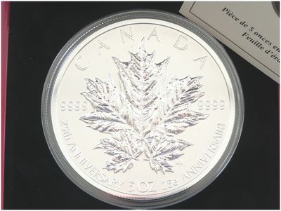2013 Canada Maple Leaf 25th Anniversary $50 Silver Reverse Proof
