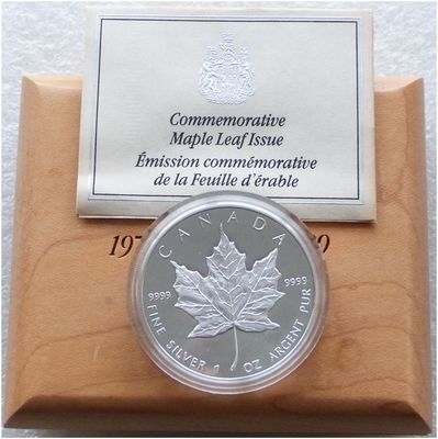 1989 Canada Maple Leaf $5 Silver Proof 1oz Coin Box Coa