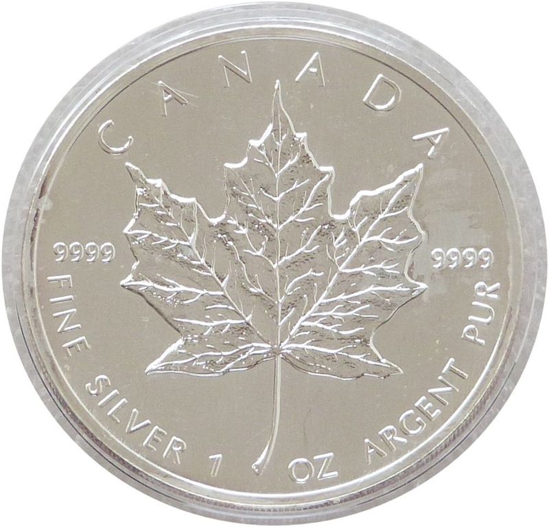1991 Canada Maple Leaf $5 Silver 1oz Coin