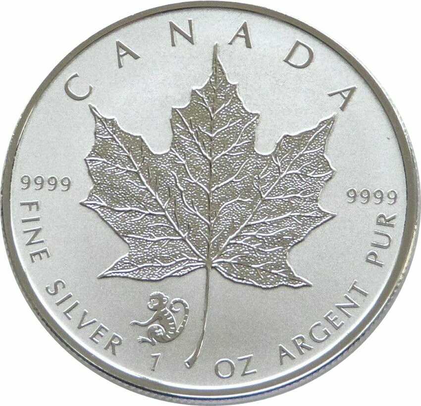 2016 Canada Maple Leaf Lunar Monkey Privy $5 Silver Reverse Proof 1oz Coin