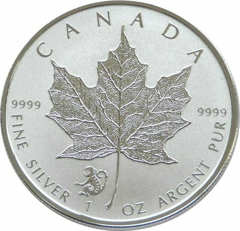 2016 Canada Maple Leaf Lunar Monkey Privy $5 Silver Reverse Proof 1oz Coin