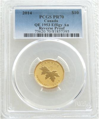 2014 Canada Maple Leaf $10 Gold Proof 1/4oz Coin PCGS PR70 - Mary Gillick Portrait 2014 Canada Maple Leaf $10 Gold Proof 1/4oz Coin PCGS PR70 - Mary Gillick Portrait