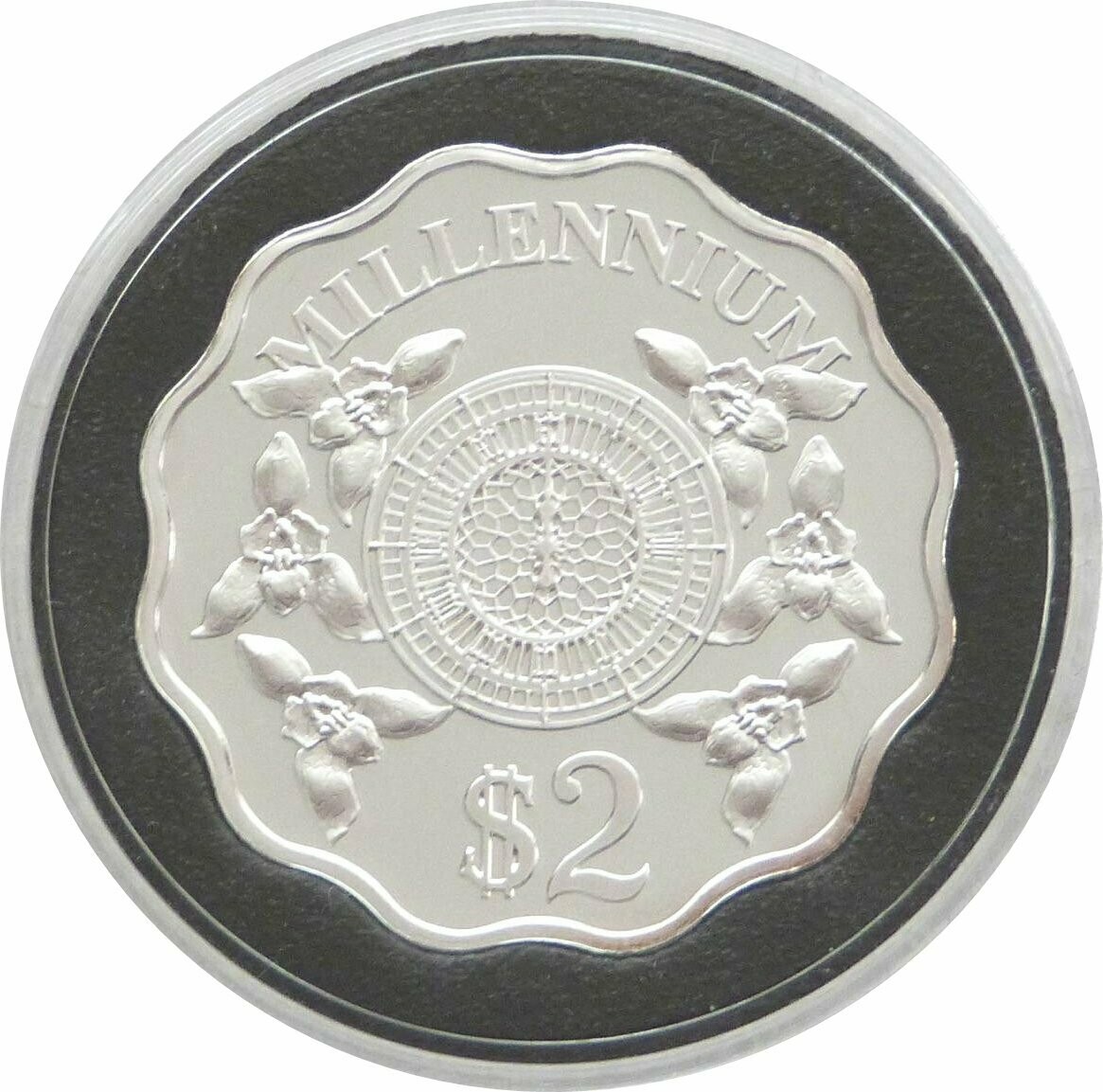 2000 - 1999 Cayman Islands Millennium Scalloped $2 Silver Proof 1/2oz Coin 2000 - 1999 Cayman Islands Millennium Scalloped $2 Silver Proof 1/2oz Coin