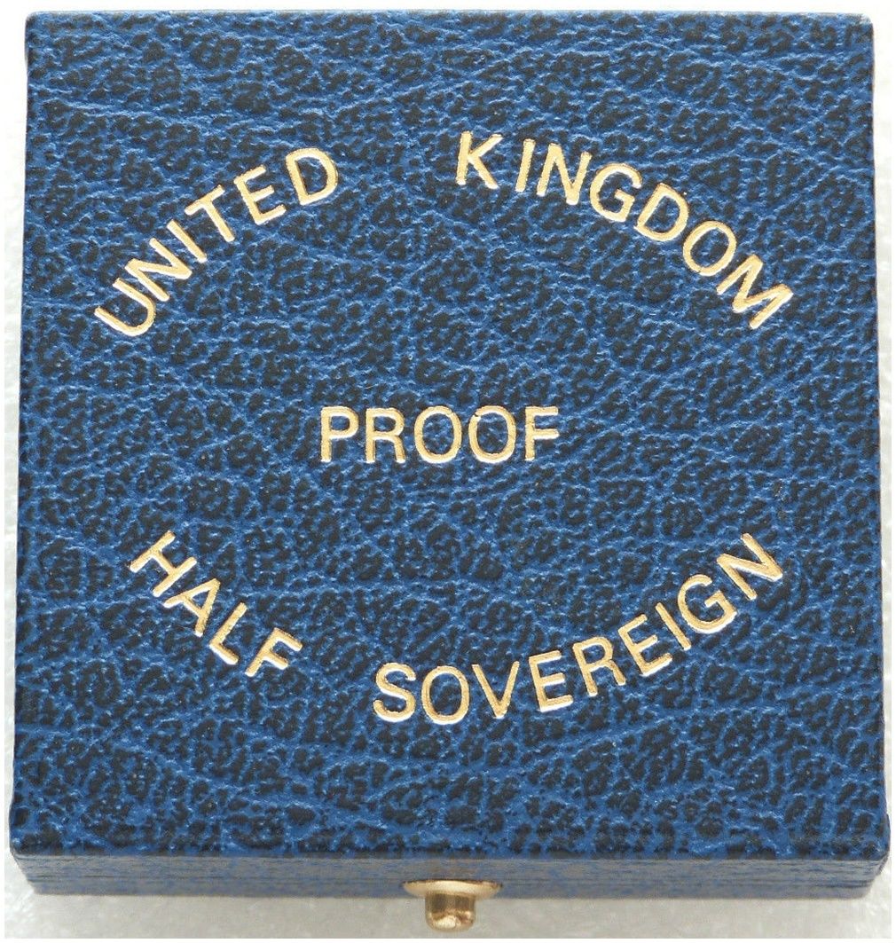 1983 - 1989 Royal Mint Blue Leather Half Sovereign Gold Coin Box Only 1983 - 1989 Royal Mint Blue Leather Half Sovereign Gold Coin Box Only